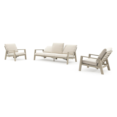 Salon de jardin Cirello en aluminium beige et coussins en all weather cosytica althea off white