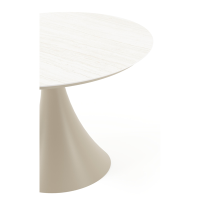 Fano tuintafel rond in beige aluminium en volkeramiek Shilin Dia. 110 x H 75 cm