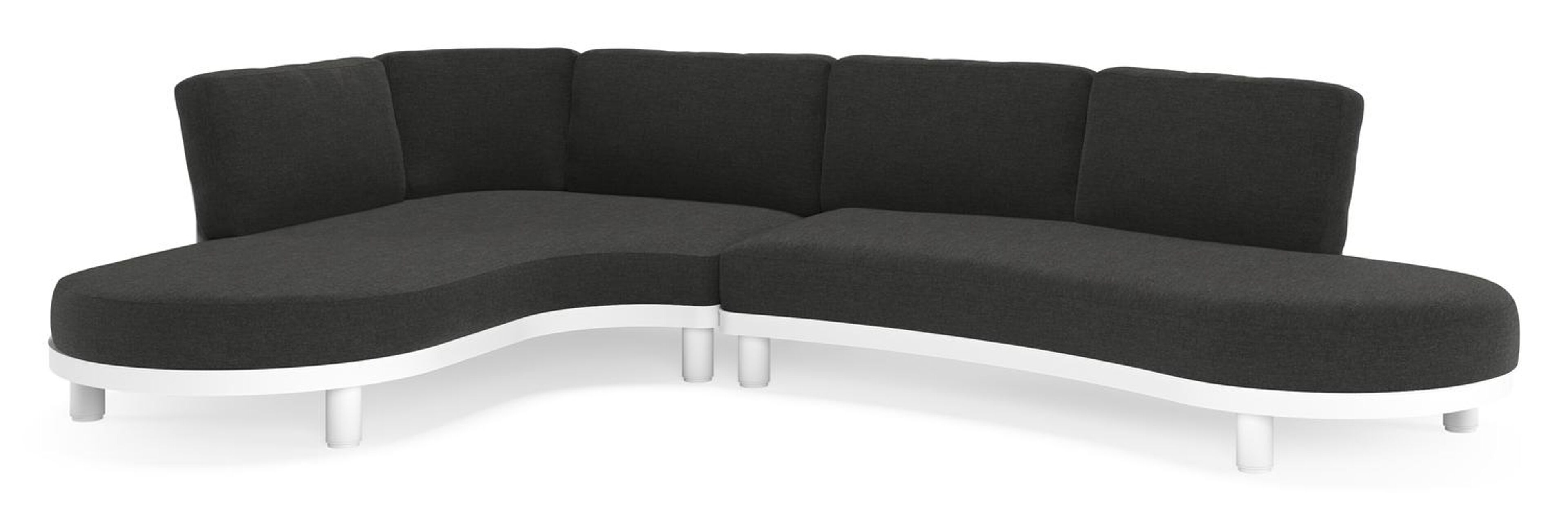 Salon de jardin d'angle Donato en aluminium blanc et coussins en all weather sunbrella® luxe Chartres Sooty