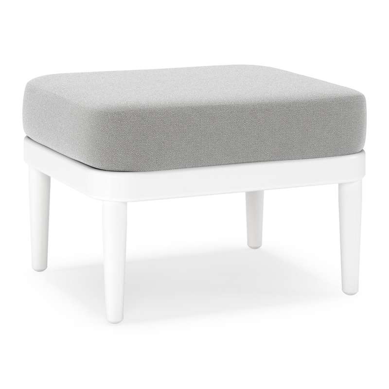 Pouf Orso en aluminium blanc et coussins en all weather sunbrella® luxe Savane Grey