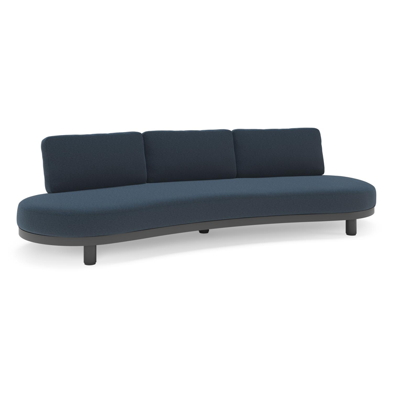 Donato loungebank in zwart aluminium met All Weather Sunbrella® luxe Heritage Indigo kussen
