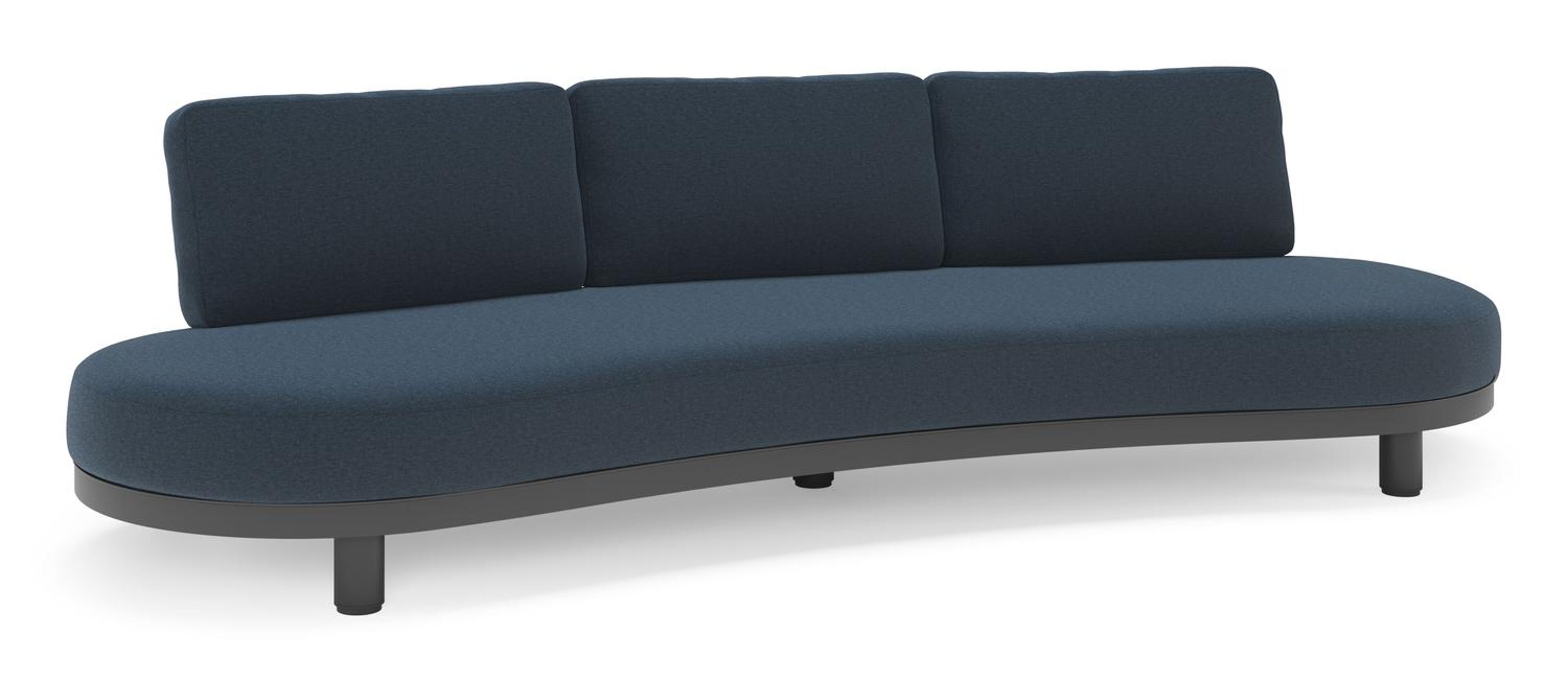 Donato loungebank in zwart aluminium met All Weather Sunbrella® luxe Heritage Indigo kussen
