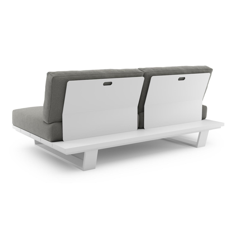 Pagino loungebank in wit aluminium met savane zinc all weather sunbrella® luxe kussen