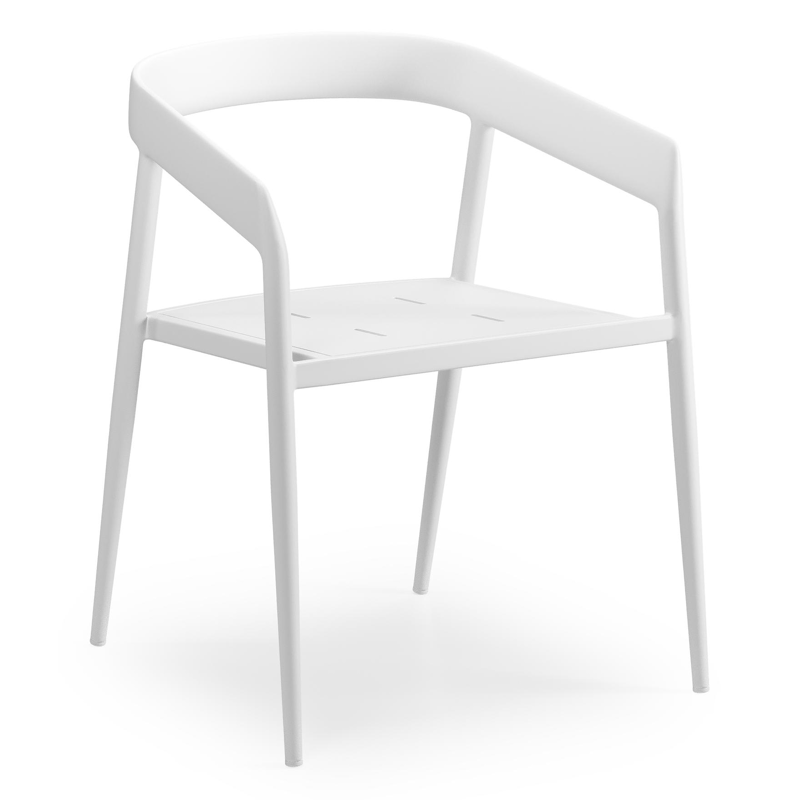Chaise de jardin empilable Donato en aluminium blanc