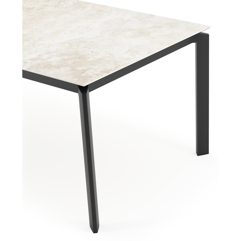 Table de jardin rectangulaire Cirello en aluminium noir et céramique pleine Rapolano Lg. 200 x Lrg. 100 cm