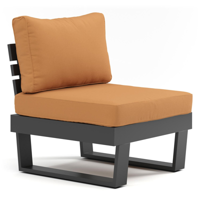 Fauteuil de jardin Alora pièce intermédiaire en aluminium noir avec coussin en polyester pumpkin