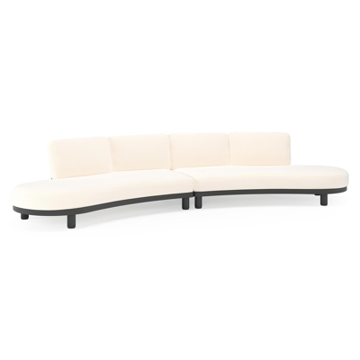 Donato loungebank in zwart aluminium met all weather sunbrella® luxe Lopi Snow kussen