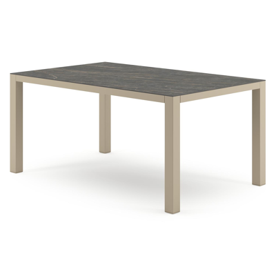 Como tuintafel rechthoekig in beige aluminium en volkeramiek Black Obsession - L 160 x B 100 x H 73 cm