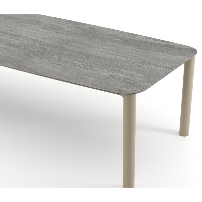 Orso tuintafel bootvorm in beige aluminium en volkeramiek Aspen Grey - L 315 x B 115 x H 74.5 cm