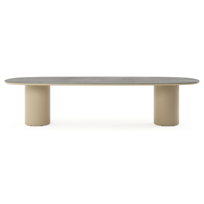Amico tuintafel bombo in beige aluminium en volkeramiek Aspen Grey - L 320 x B 130 x H 73.5 cm