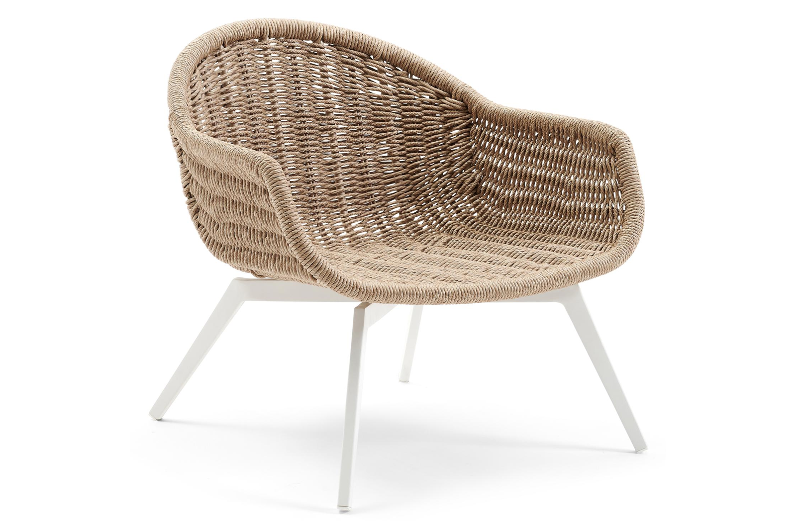 Fauteuil de jardin Pagino 1-pl en aluminium blanc et résine tressée