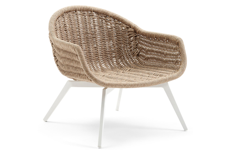 Fauteuil de jardin Pagino 1-pl en aluminium blanc et résine tressée