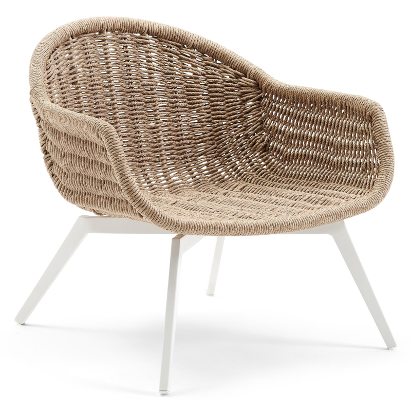 Pagino loungezetel 1-zit in wit aluminium en wicker