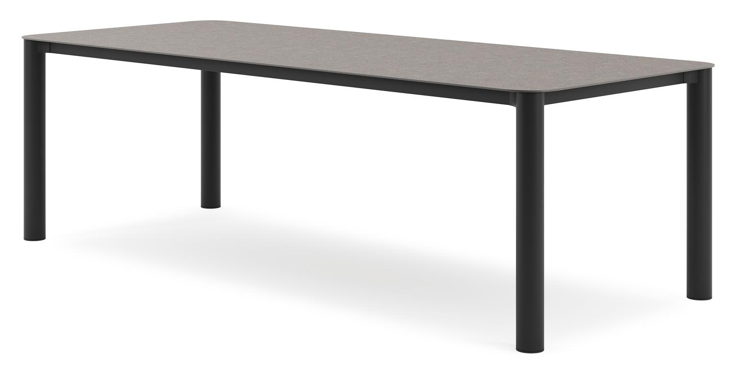 Orso tuintafel rechthoekig afgerond in zwart aluminium en volkeramiek wulong - L 240 x B 100 x H 73.5 cm