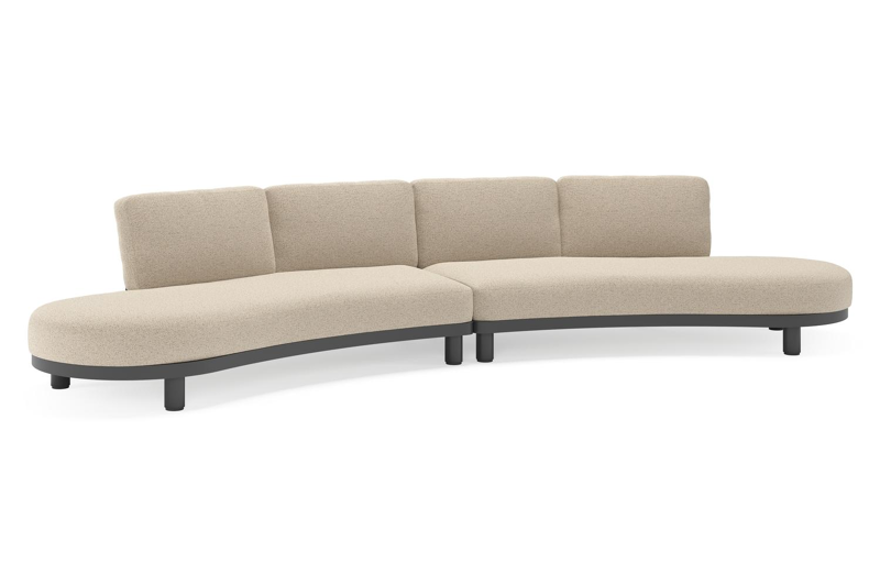 Donato loungebank in zwart aluminium met all weather cosytica Marbella Beige kussen