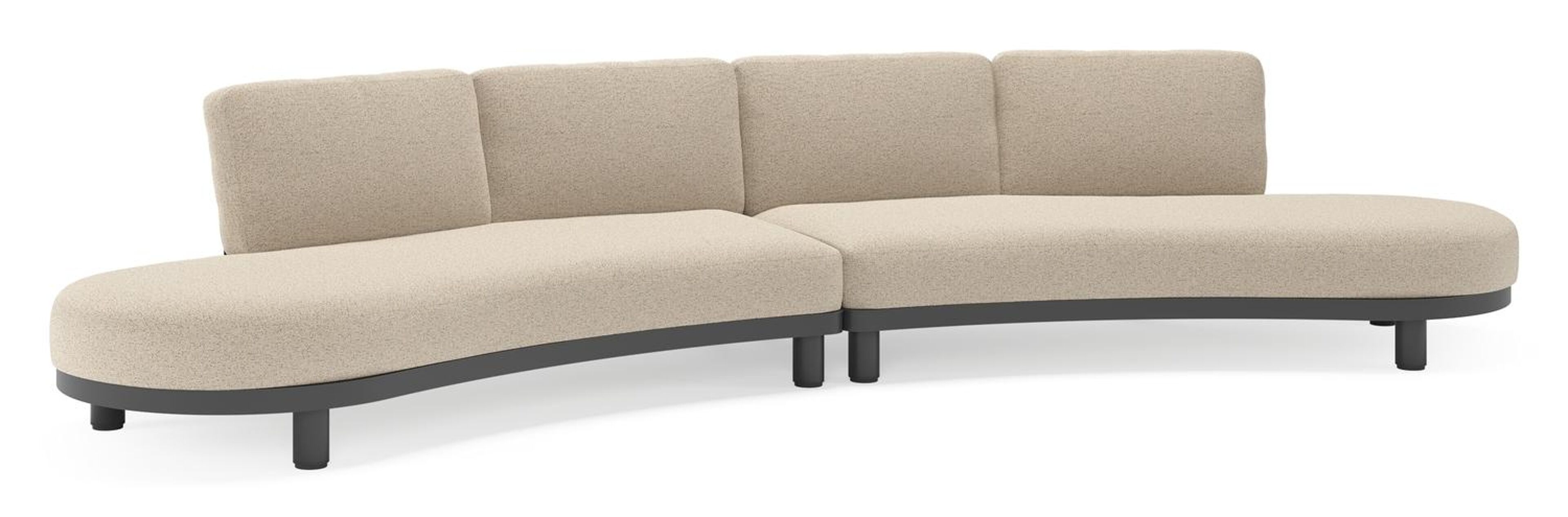 Donato loungebank in zwart aluminium met all weather cosytica Marbella Beige kussen