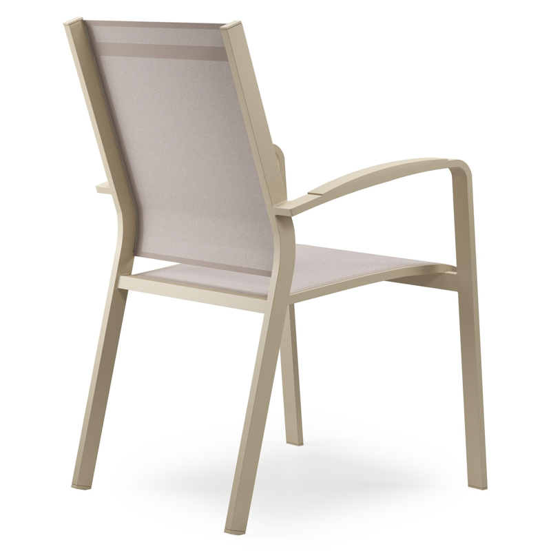 Lioni stapelbare tuinstoel in beige aluminium en beige textilene