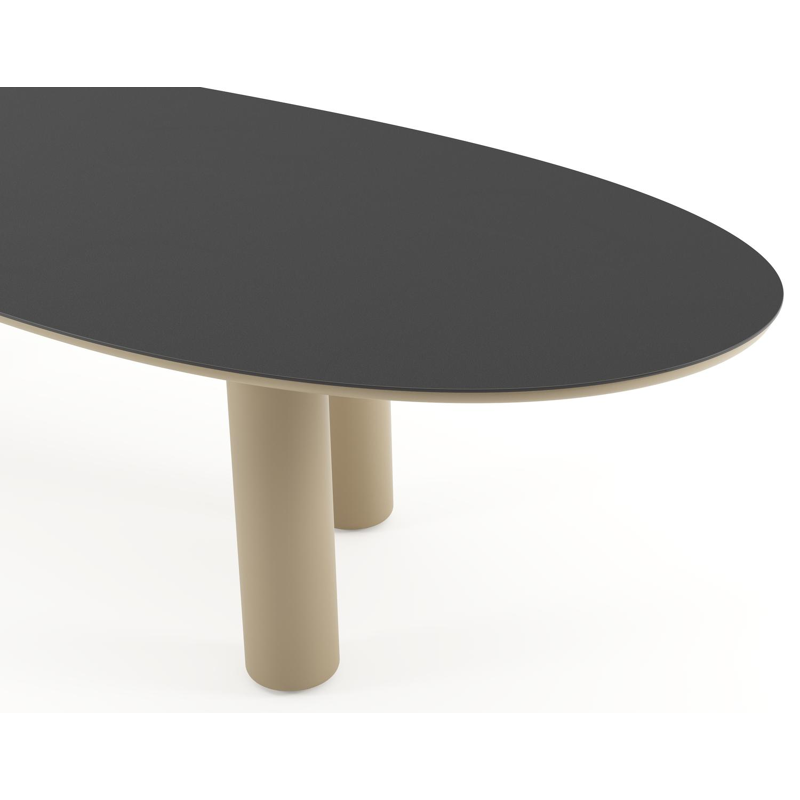 Amico tuintafel organisch in beige aluminium en volkeramiek Nero Black - L 320 x B 120 x H 73.5 cm