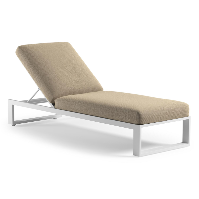 Chaise longue réglable Verato en aluminium blanc et coussin en all weather Cosytica althea camel