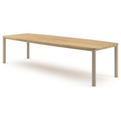 Orso tuintafel bootvorm in beige aluminium en teak - L 315 x B 115 x H 74.5 cm