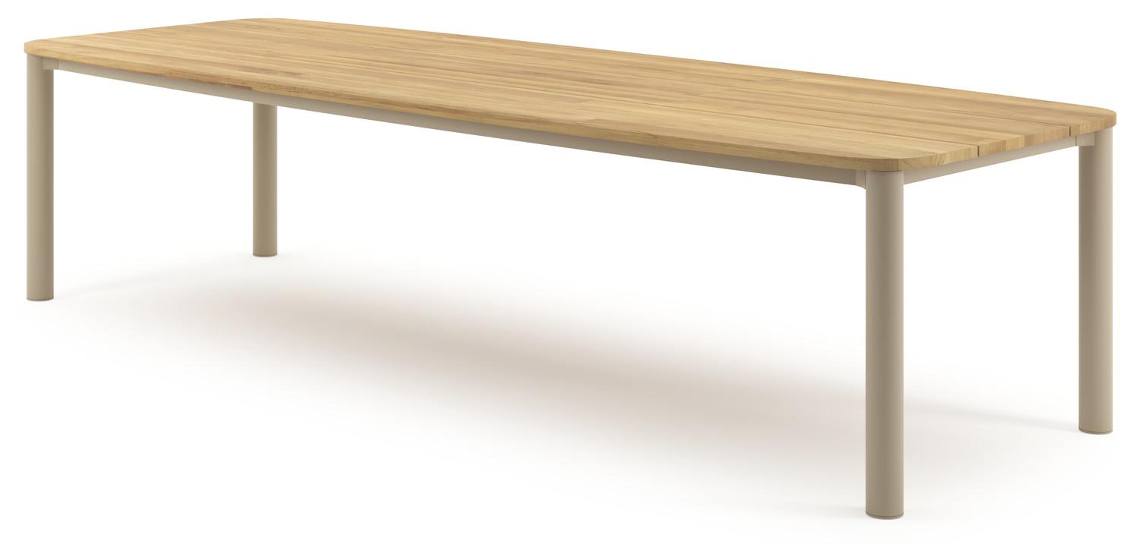 Orso tuintafel bootvorm in beige aluminium en teak - L 315 x B 115 x H 74.5 cm