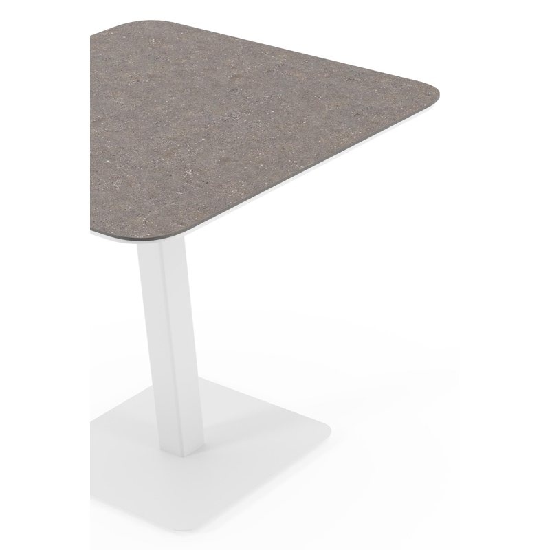 Fano kantelbare tuintafel afgerond vierkant in wit aluminium en volkeramiek Wulong - L 80 x B 80 x H 72.5 cm