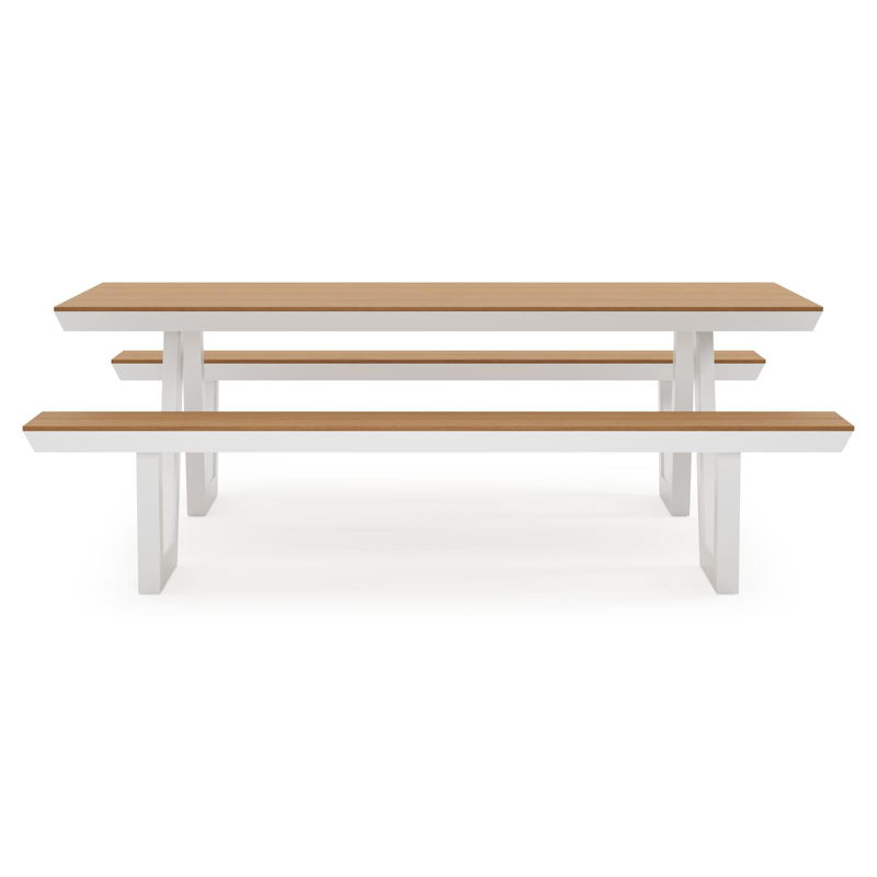 Table de pique-nique Altura en aluminium blanc et polywood - Lg 220 x Larg 174 x H 74 cm