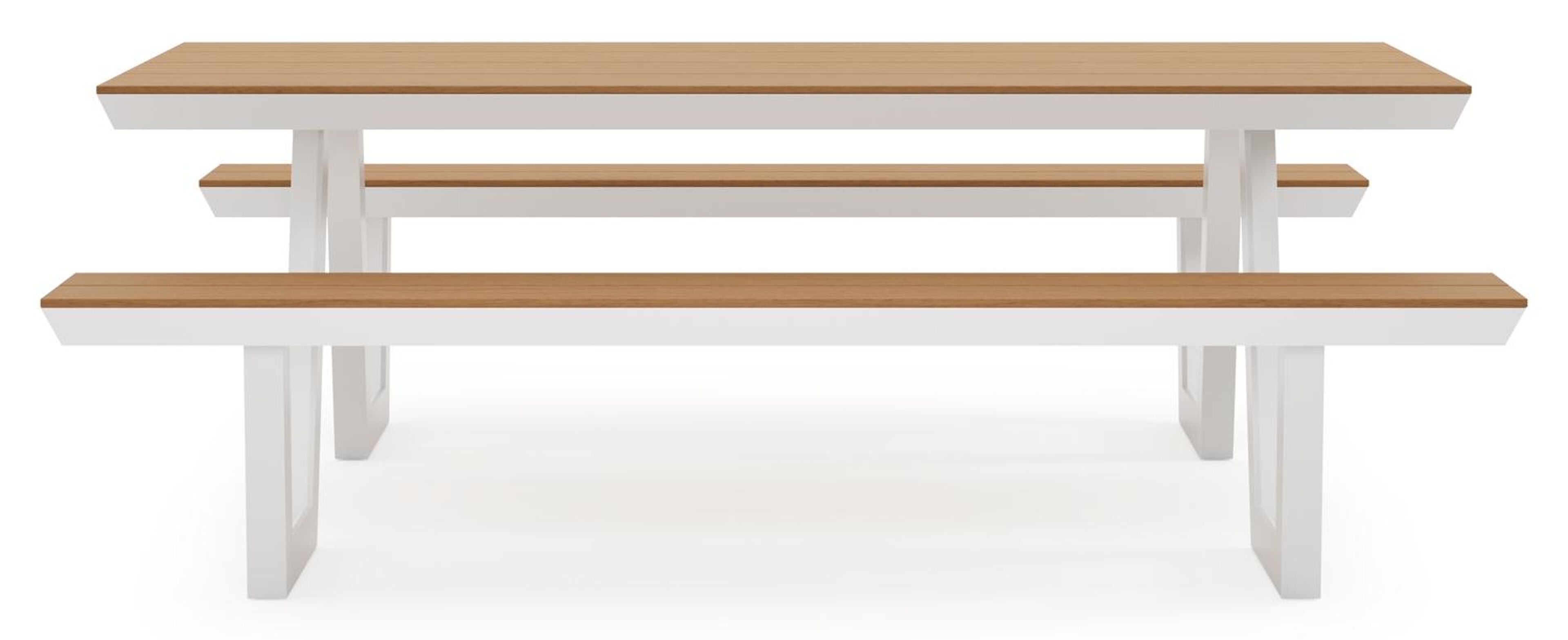 Table de pique-nique Altura en aluminium blanc et polywood - Lg 220 x Larg 174 x H 74 cm