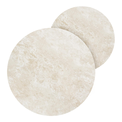 Ensemble de 2 tables de basses Lacrima ronde en aluminium blanc et céramique pleine Rapolano - Diam. 85/65 x Haut. 35/30 cm