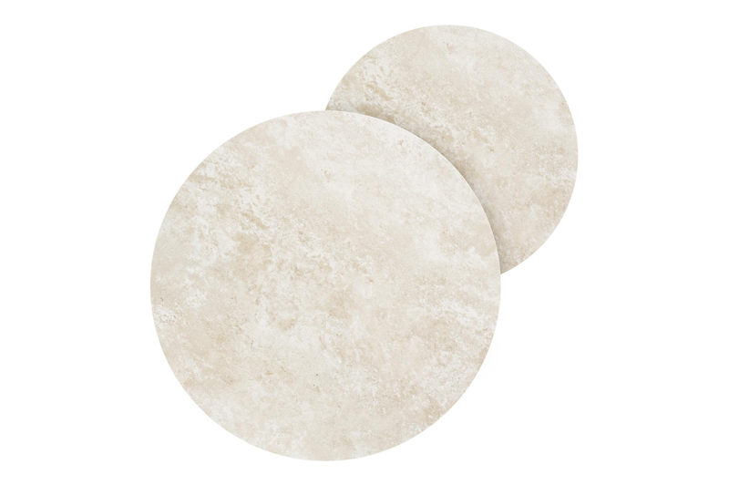 Ensemble de 2 tables de basses Lacrima ronde en aluminium blanc et céramique pleine Rapolano - Diam. 85/65 x Haut. 35/30 cm