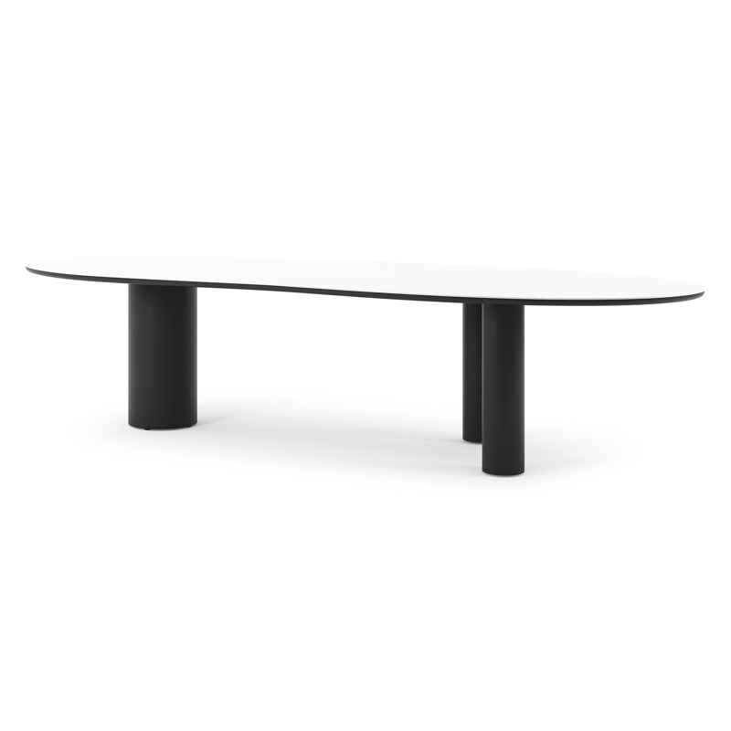 Organo tuintafel organisch in zwart aluminium en volkeramiek Arctic White - L 320 x B 120 x H 74 cm