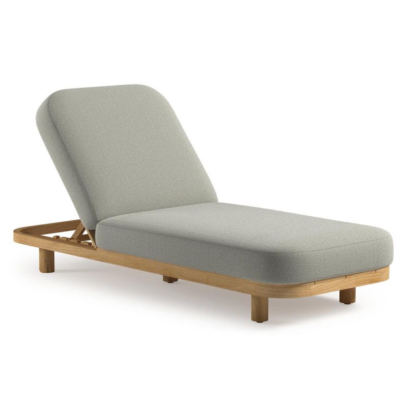 Chaise longue réglable Donato en teck avec All Weather Sunbrella® luxe lopi bud coussin
