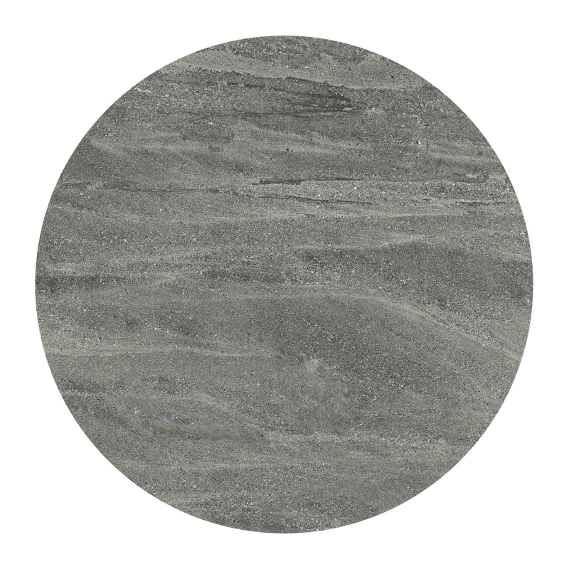 Bomero loungetafel rond in zwart aluminium en volkeramiek Aspen Grey - Dia. 84 x H 32.2 cm