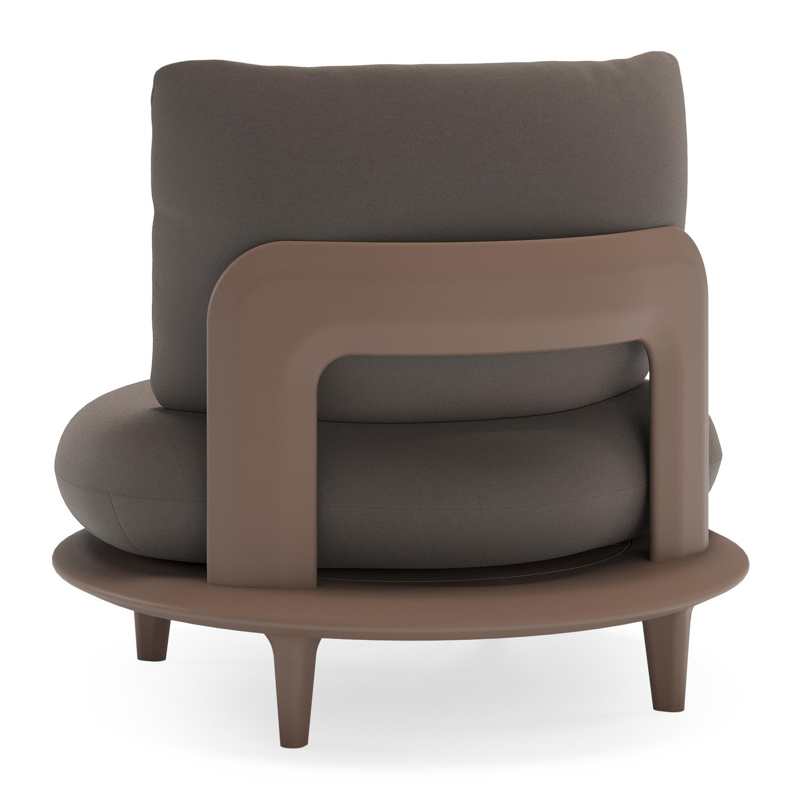 Bomero loungestoel in taupe aluminium met natte nature grey all weather sunbrella® luxe kussen
