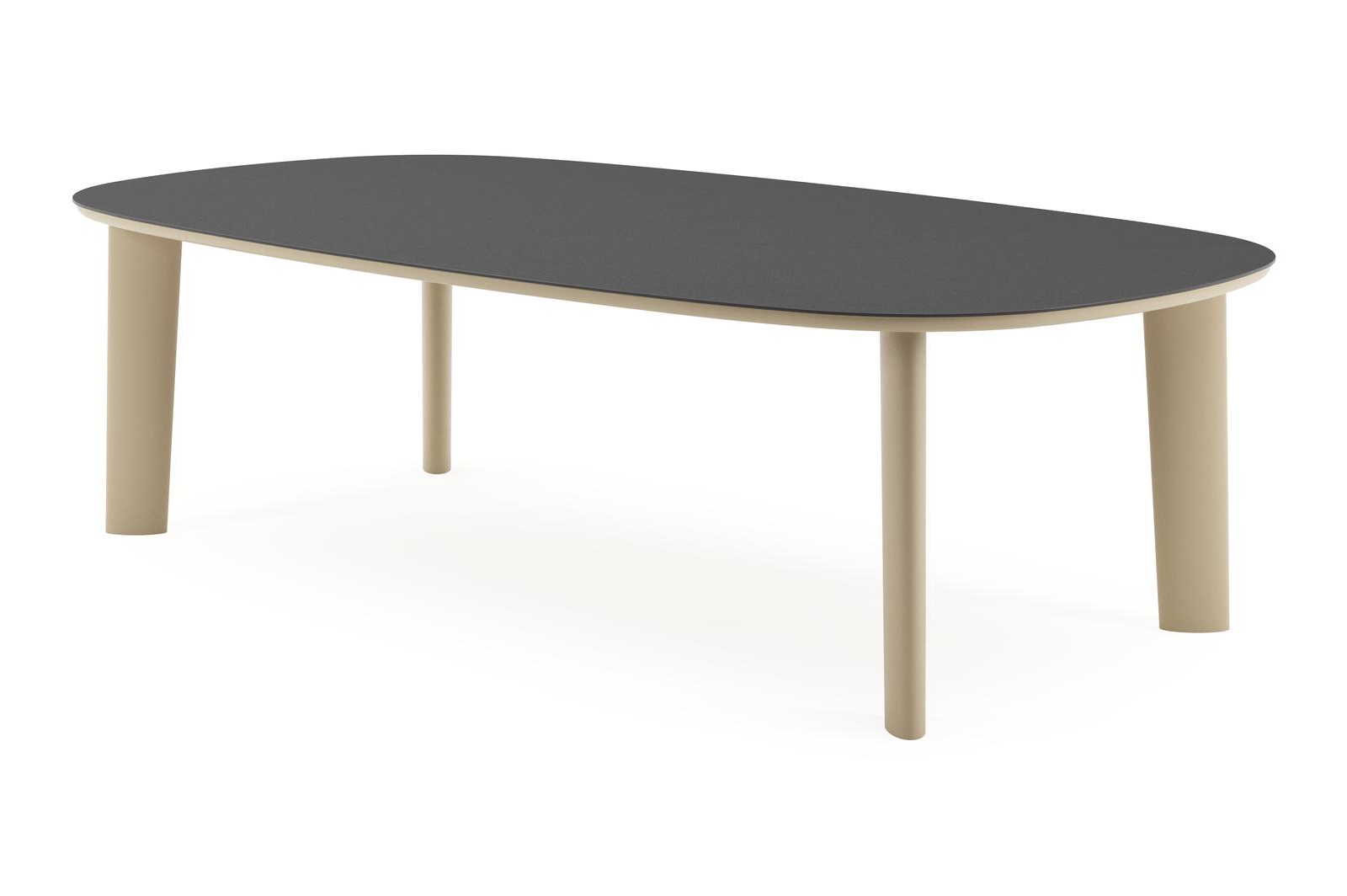 Amico tuintafel bombo xl in beige aluminium en volkeramiek Nero Black - L 270 x B 148 x H 73.5 cm
