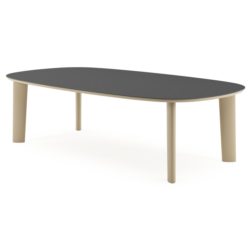 Amico tuintafel bombo xl in beige aluminium en volkeramiek Nero Black - L 270 x B 148 x H 73.5 cm