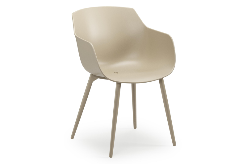 Tora tuinset in beige aluminium en polywood met 4 Paco tuinstoelen