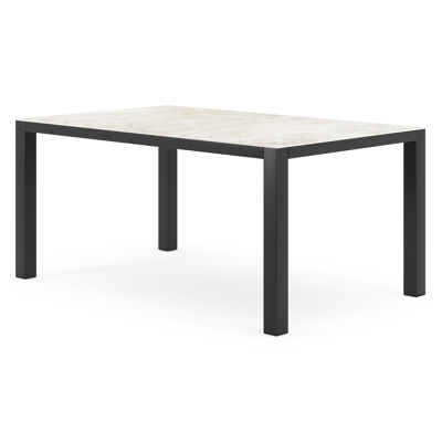 Table de jardin Como rectangulaire en aluminium noir et céramique pleine Rapolano Lg. 160 x Lrg. 100 cm