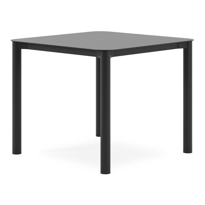 Table de jardin Orso carré arrondi en aluminium noir - Lg. 90 x Lrg. 90 x Haut. 75 cm