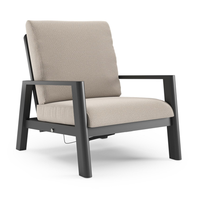 Cirello loungestoel in zwart aluminium met lopi fossil all weather sunbrella® luxe kussen