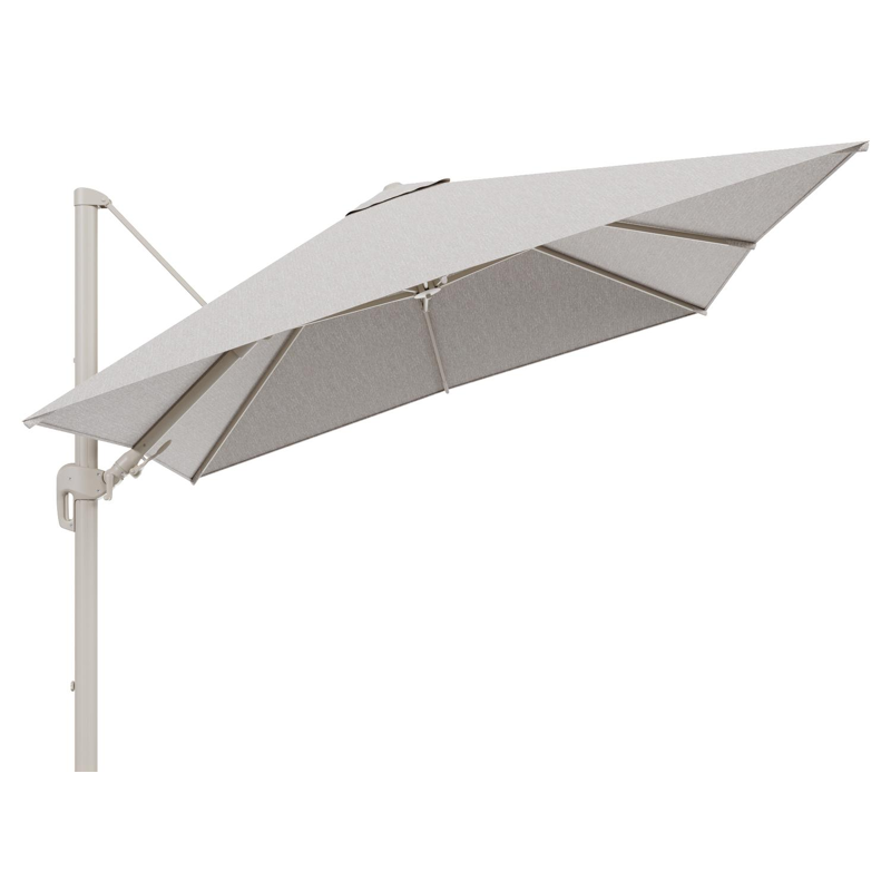 Parasol pendant Rufina avec fonction tilt en aluminium beige et toile de parasol en All Weather Sunbrella® Luxe Tundra Sand  - Lg.1 300 x Lg.2 300 cm (sans pied de parasol