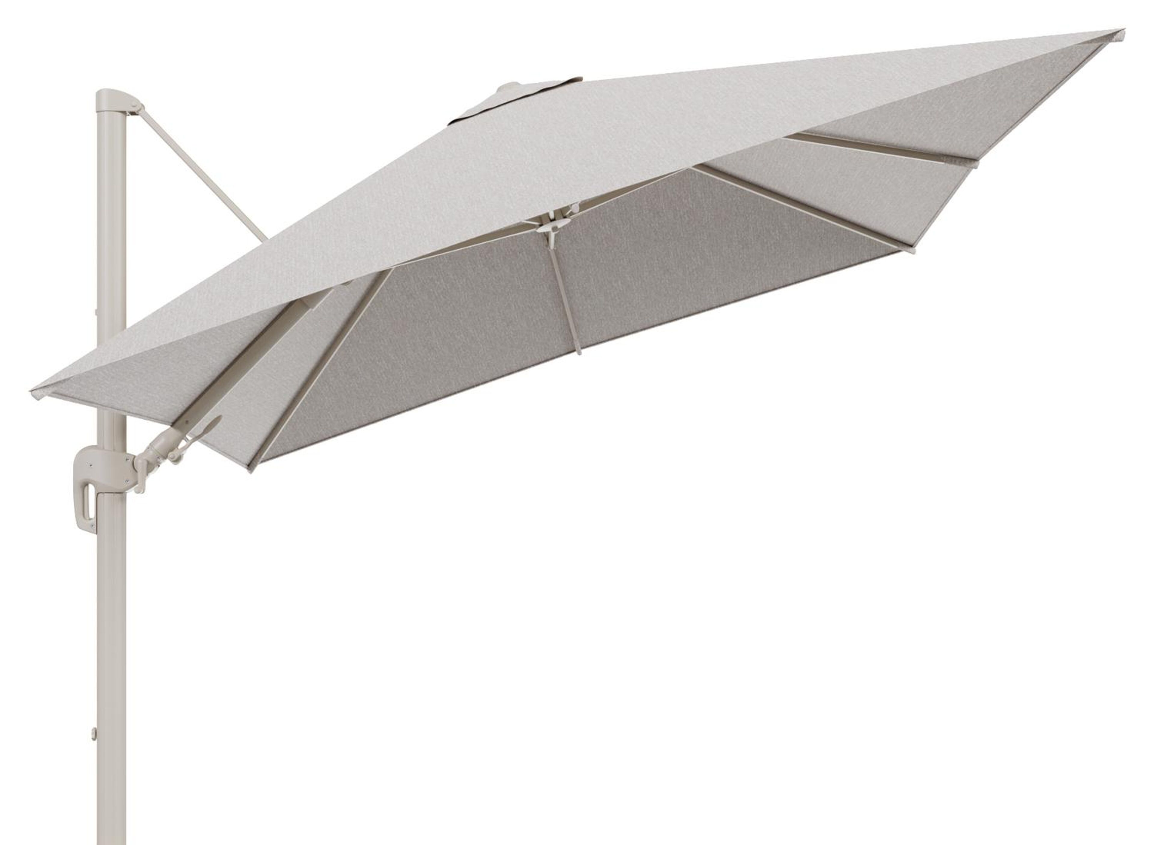 Rufina zweefparasol tiltfunctie in beige aluminium en parasoldoek in All Weather Sunbrella® Luxe Tundra Sand  - L1 300 x L2 300 cm (zonder voet)