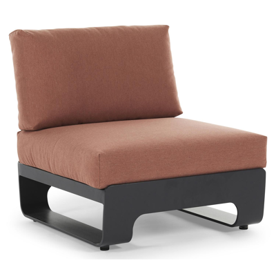 Atessa loungezetel 1-zit in zwart aluminium met heritage rust all weather sunbrella® luxe kussen