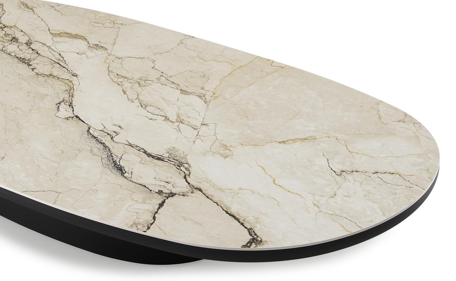Table de basse Amico bombo en aluminium noir et céramique pleine Colorado Dunes - Lg. 171 x Lrg. 89 x Haut. 24 cm