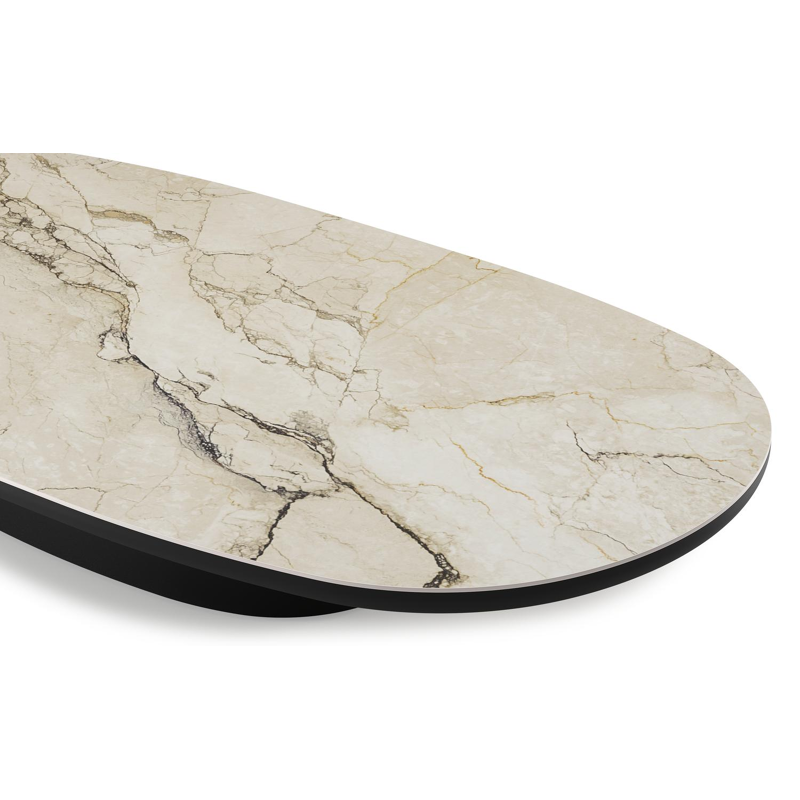 Table de basse Amico bombo en aluminium noir et céramique pleine Colorado Dunes - Lg. 171 x Lrg. 89 x Haut. 24 cm