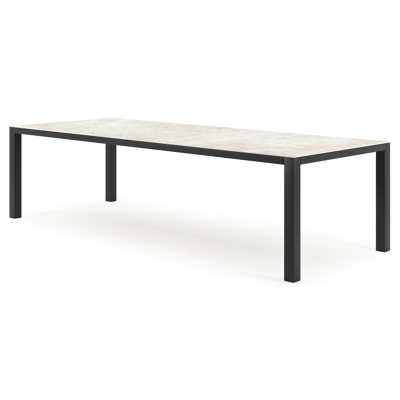 Como tuintafel rechthoekig in zwart aluminium en volkeramiek Rapolano L 280 x B 110 cm