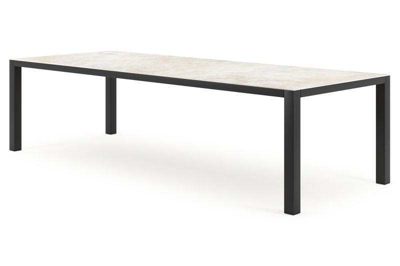 Como tuintafel rechthoekig in zwart aluminium en volkeramiek Rapolano L 280 x B 110 cm