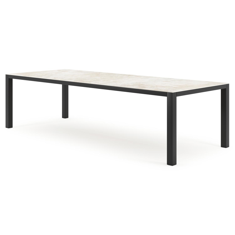 Como tuintafel rechthoekig in zwart aluminium en volkeramiek Rapolano L 280 x B 110 cm