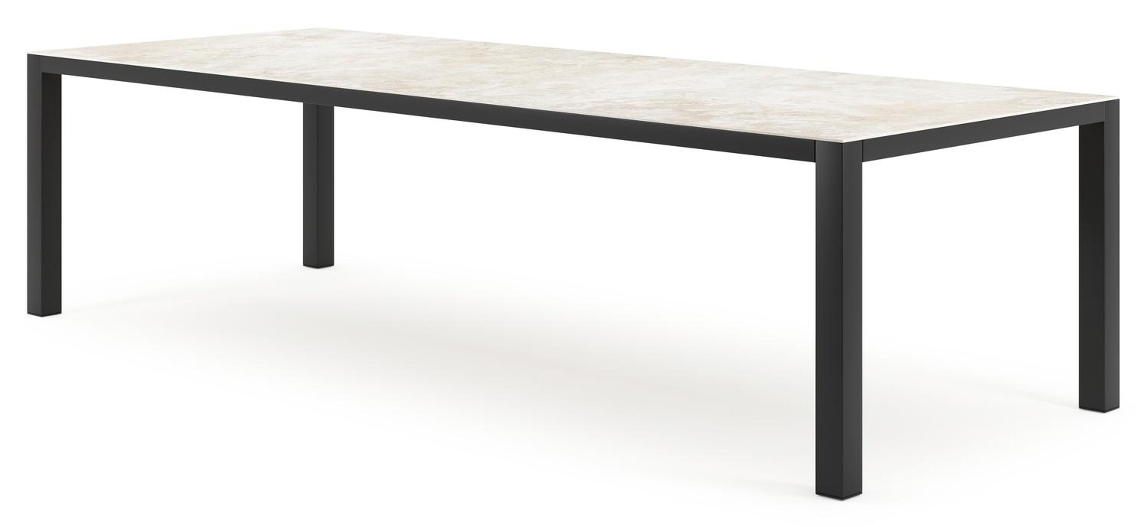 Como tuintafel rechthoekig in zwart aluminium en volkeramiek Rapolano L 280 x B 110 cm