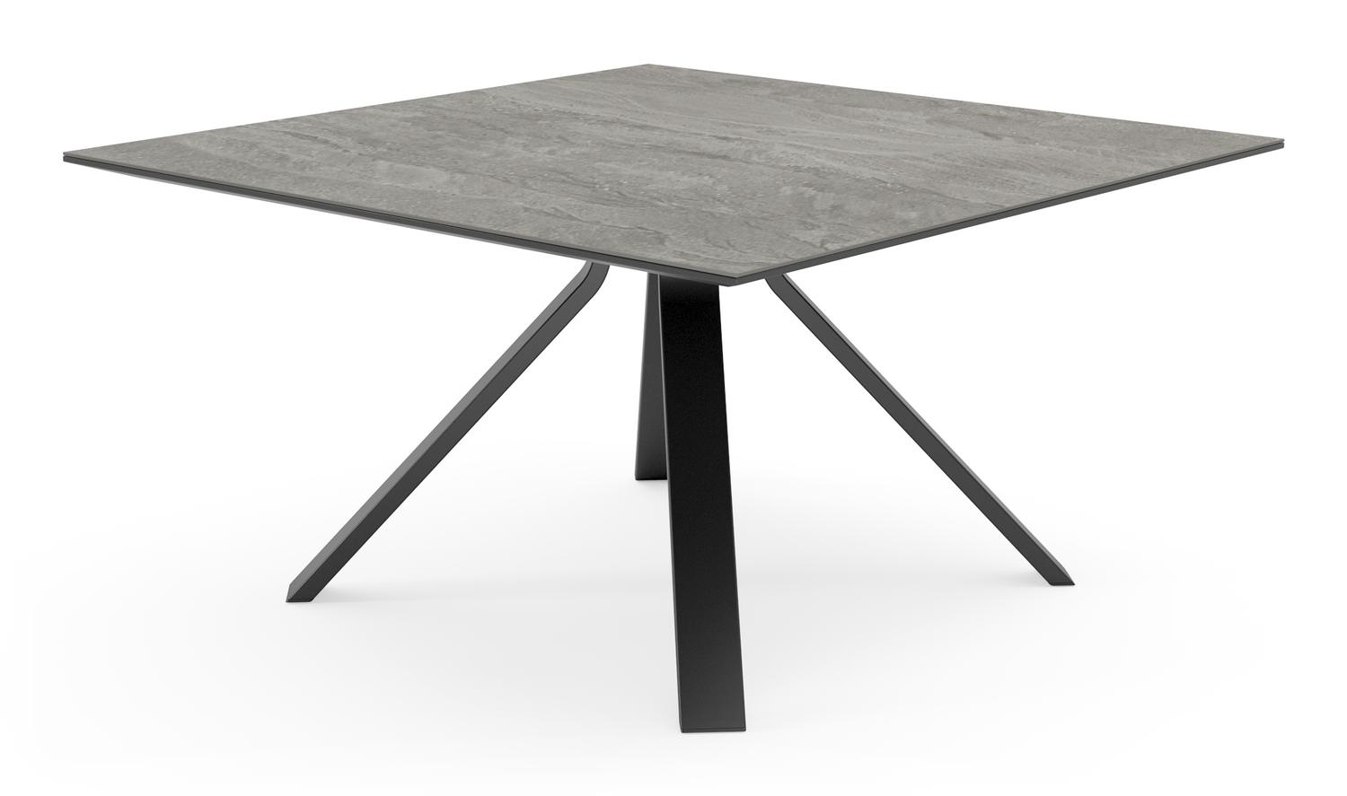 Cesano tuintafel in zwart aluminium en volkeramiek aspen grey - L 148 x B 148 x H 74,5 cm